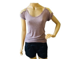 Blusa Malha Roxa Detalhes nos Ombros Spikes P/M - comprar online
