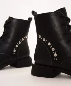 Bota Feminina Coturno Oneself Preta Tachas 37 - comprar online