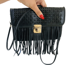 Bolsa Tiracolo Preta Franjas Pequena - comprar online