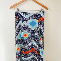 Saia Longa Estampada Azul Tricats G - comprar online