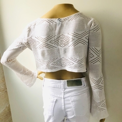 Top Blusa Cropped Branco Manga Longa P Riu Kiu - comprar online