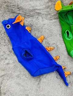 Roupinha Dinossauro Pet Gatos Cachorros Azul Capuz - comprar online