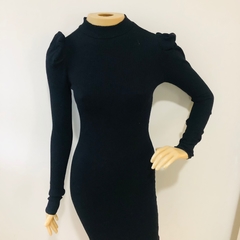 Vestido Manga Bufante Manga Longa Preto P - Brechó Bete Balanço