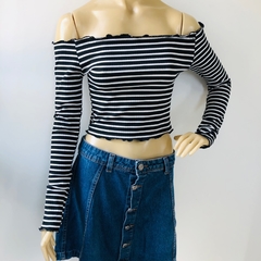 Blusa Cropped Ombro a Ombro Listras P na internet