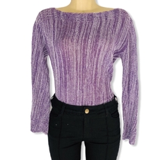 Blusa Tricot Manga Longa Roxa M Nova - comprar online