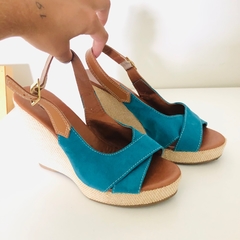 Sandália Feminina Anabela Azul Pienzzo 36 - comprar online