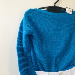 Blusa Tricot Manga Longa Azul U Nova - Brechó Bete Balanço