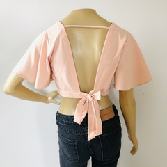 Blusa Cropped Salmão Decote V com Amarração nas Costas Just Be by Renner P