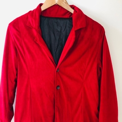 Blazer Alongado Veludo Vermelho M - Brechó Bete Balanço
