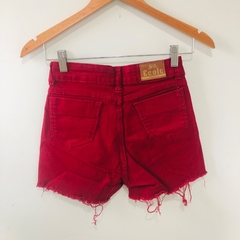 Shorts Jeans Bordô Cintura Alta Hot Pants Ecolc 36 - comprar online