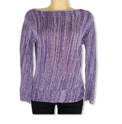 Blusa Tricot Manga Longa Roxa M Nova