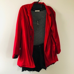 Blazer Alongado Veludo Vermelho M - comprar online