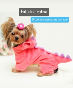 Roupinha Dinossauro Pet Gatos Cachorros Azul Capuz - Brechó Bete Balanço