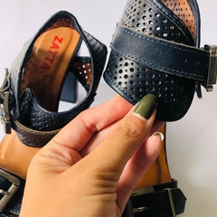 Sandália Feminina Salto Quadrado Azul Marinho Zatta 36 - comprar online