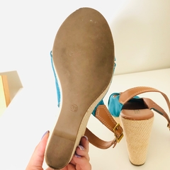 Sandália Feminina Anabela Azul Pienzzo 36 - loja online