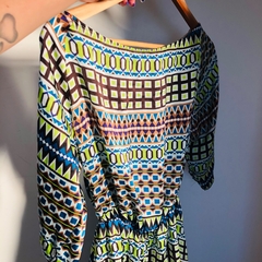 Vestido Frente Única Curto Saída de Praia Estampado Avizo P - Brechó Bete Balanço