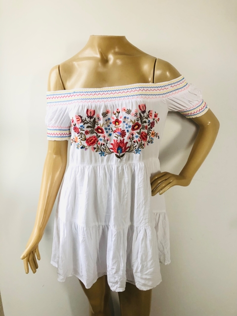 Blusa Bata Minivest Bordada Flores Forever 21 P