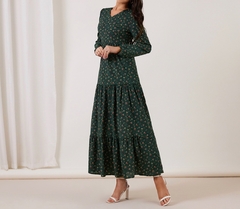 Vestido Feminino Longo Modesto Floral com Bainha na internet