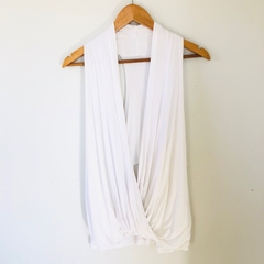 Blusa Regata Decote Profundo Off White M - Brechó Bete Balanço