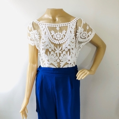 Blusa Bata Renda Branca Transparência Tam P/M - comprar online