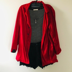 Blazer Alongado Veludo Vermelho M na internet