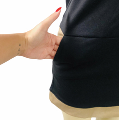 Vestido Moletinho Curto Preto e Marrom M - Brechó Bete Balanço
