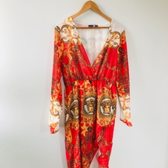 Vestido Estampado Indiano Decote Profundo 42 - loja online
