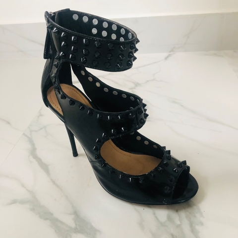 Sandália Spikes Preta Salto Fino My Shoes 36