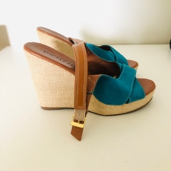 Sandália Feminina Anabela Azul Pienzzo 36 - Brechó Bete Balanço