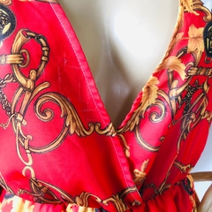 Vestido Estampado Indiano Decote Profundo 42 - Brechó Bete Balanço