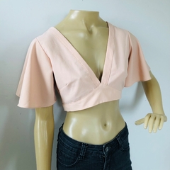 Blusa Cropped Salmão Decote V com Amarração nas Costas Just Be by Renner P - loja online