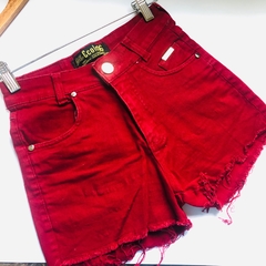 Shorts Jeans Bordô Cintura Alta Hot Pants Ecolc 36 - Brechó Bete Balanço