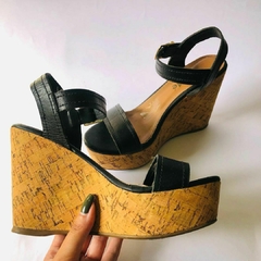 Sandália Feminina Anabela Preta Pixolé 36 - comprar online
