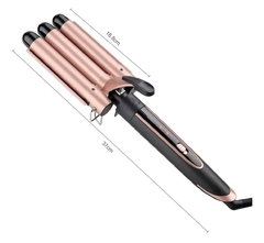 Chapinha Modeladora cabelo cerâmica tri-onda ondulador bivolt cor rosa na internet