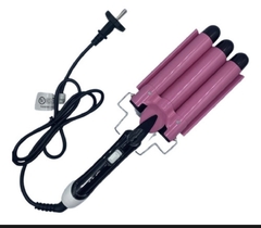 Chapinha Modeladora cabelo cerâmica tri-onda ondulador bivolt cor rosa - comprar online