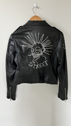Jaqueta Feminina Preta Couro Fake Punk Motociclista Riachuelo 40 - comprar online