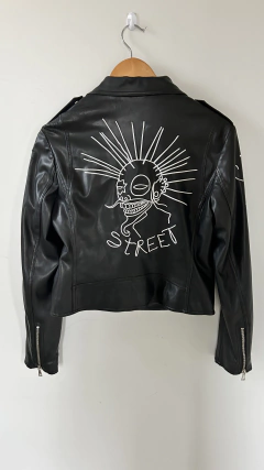 Jaqueta Feminina Preta Couro Fake Punk Motociclista Riachuelo 40 - comprar online