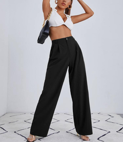 Calça Alfaiataria Cintura Alta Preta P - comprar online