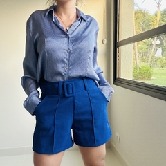 Shorts Alfaiataria Azul Novo P
