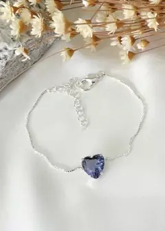 Pulseira Coração Azul Banhada a Prata 925