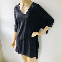 Vestido Franjas Preto em Suede Youcom Novo P na internet