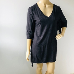 Vestido Franjas Preto em Suede Youcom Novo P - Brechó Bete Balanço