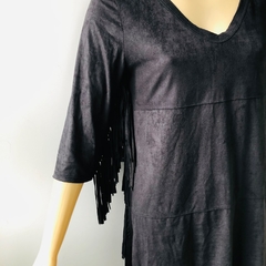 Vestido Franjas Preto em Suede Youcom Novo P - loja online