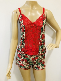 Pijama Feminino Baby Doll Short Doll Liganete Estampada M - comprar online