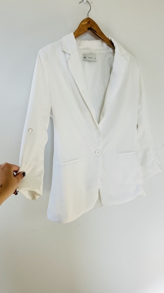 Blazer Alongado Branco Alfaiataria Poliester Riachuelo 40
