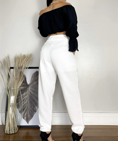 Calça Social Cintura Alta Off White M - comprar online