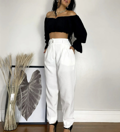 Calça Social Cintura Alta Off White M - loja online