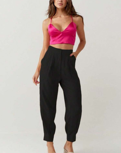Calça Social Alfaiataria Cintura Alta Preta P - comprar online