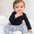 Imagem do CONJUNTO DE BEBÊ COM BODY MANGA LONGA E CALÇA SARUEL CINZA MESCLA E PRETO NA ESTAMPA BE KIND