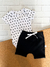 CONJUNTO DE BEBÊ BODY MANGA CURTA SEMENTES + SHORTS PRETO LISO